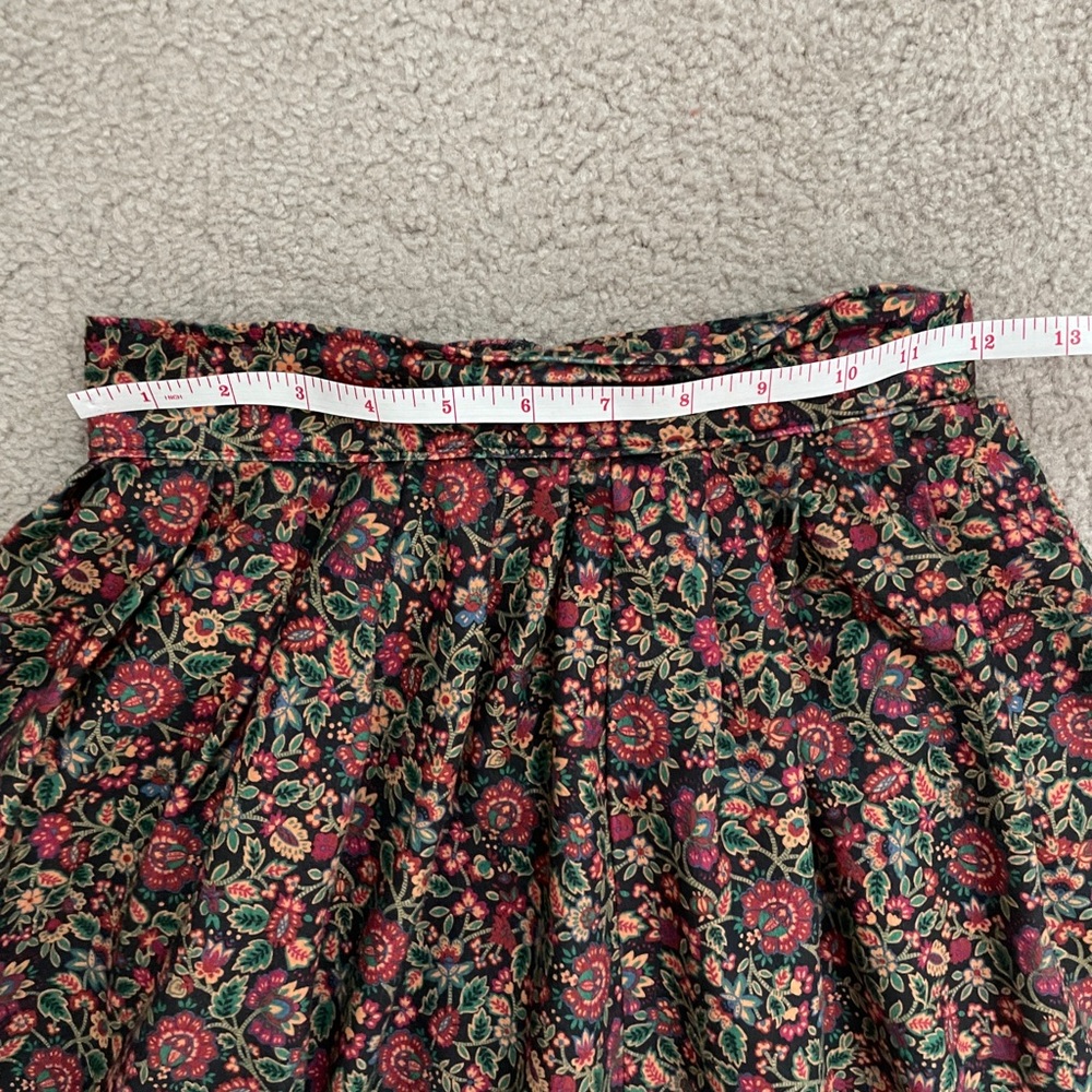 Vintage handmade brown red floral 2 piece set midi skirt and puff sleeve jacket - Picture 8 of 13